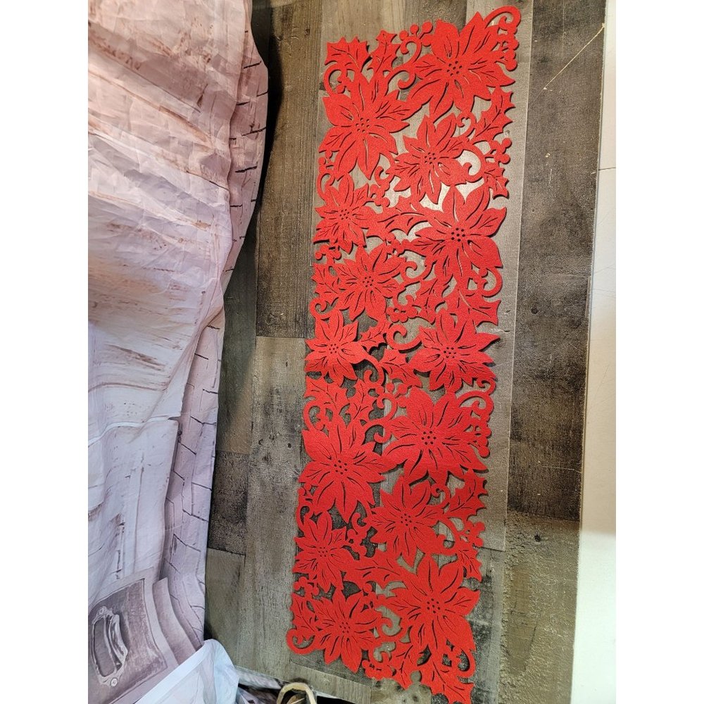 Mistletoe‎ flower floral red xmas table runner decor